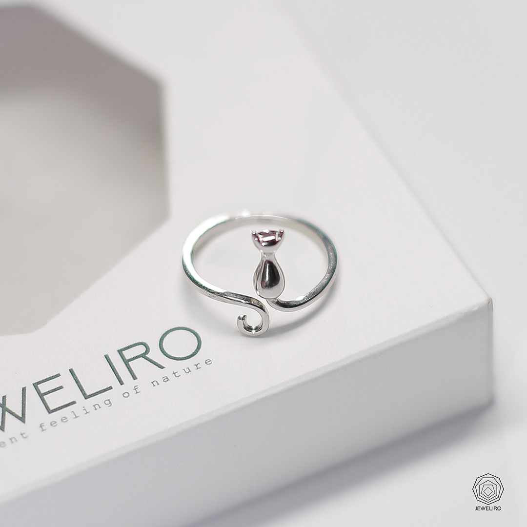 خرید انگشتر نقره گربه