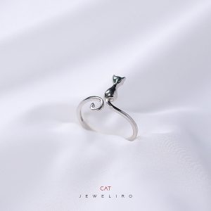انگشتر نقره گربه فانتزی