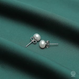 خرید گوشواره نقره میخی مروارید