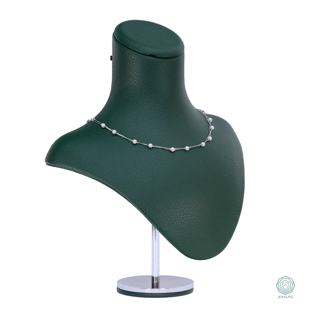 Silver-Chain-Necklace-with-Pearls-JS.NNW.20114-2 قیمت گردنبند نقره مروارید دو رج