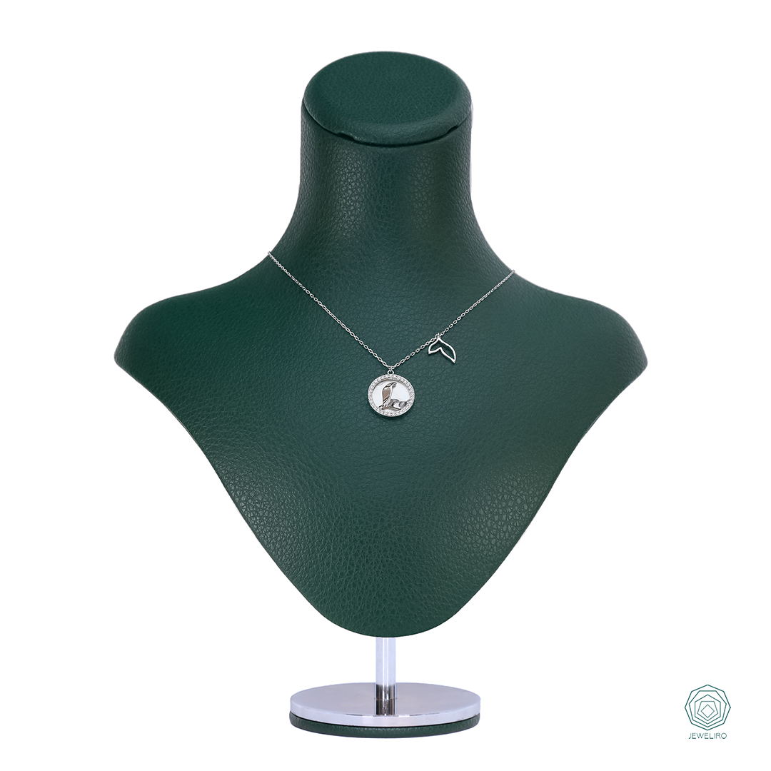 گردنبند نقره زنانه صدف بال نهنگ با آبکاری رودیوم