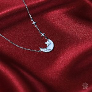 خرید گردنبند نقره ماه و ستاره صدف