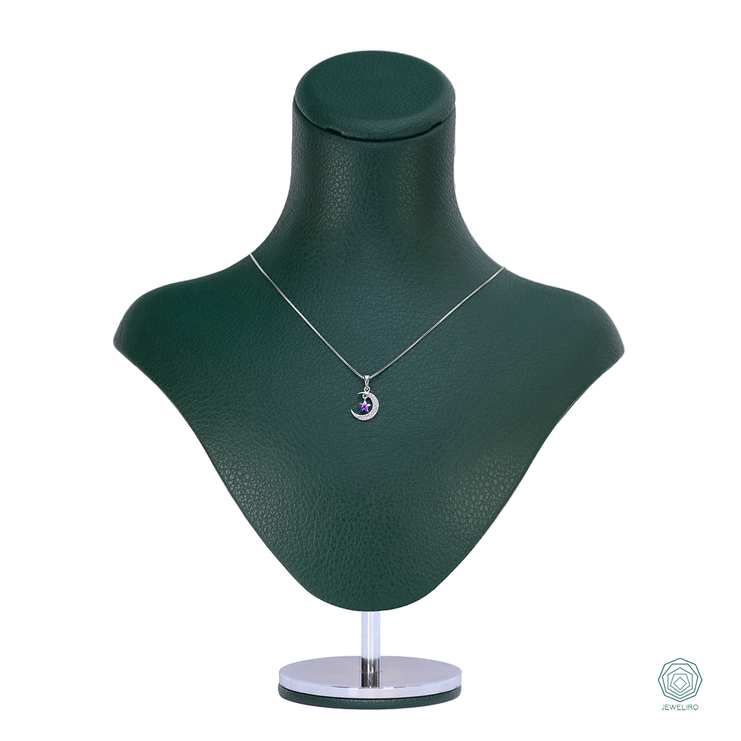 قیمت گردنبند نقره ماه و ستاره بنفش