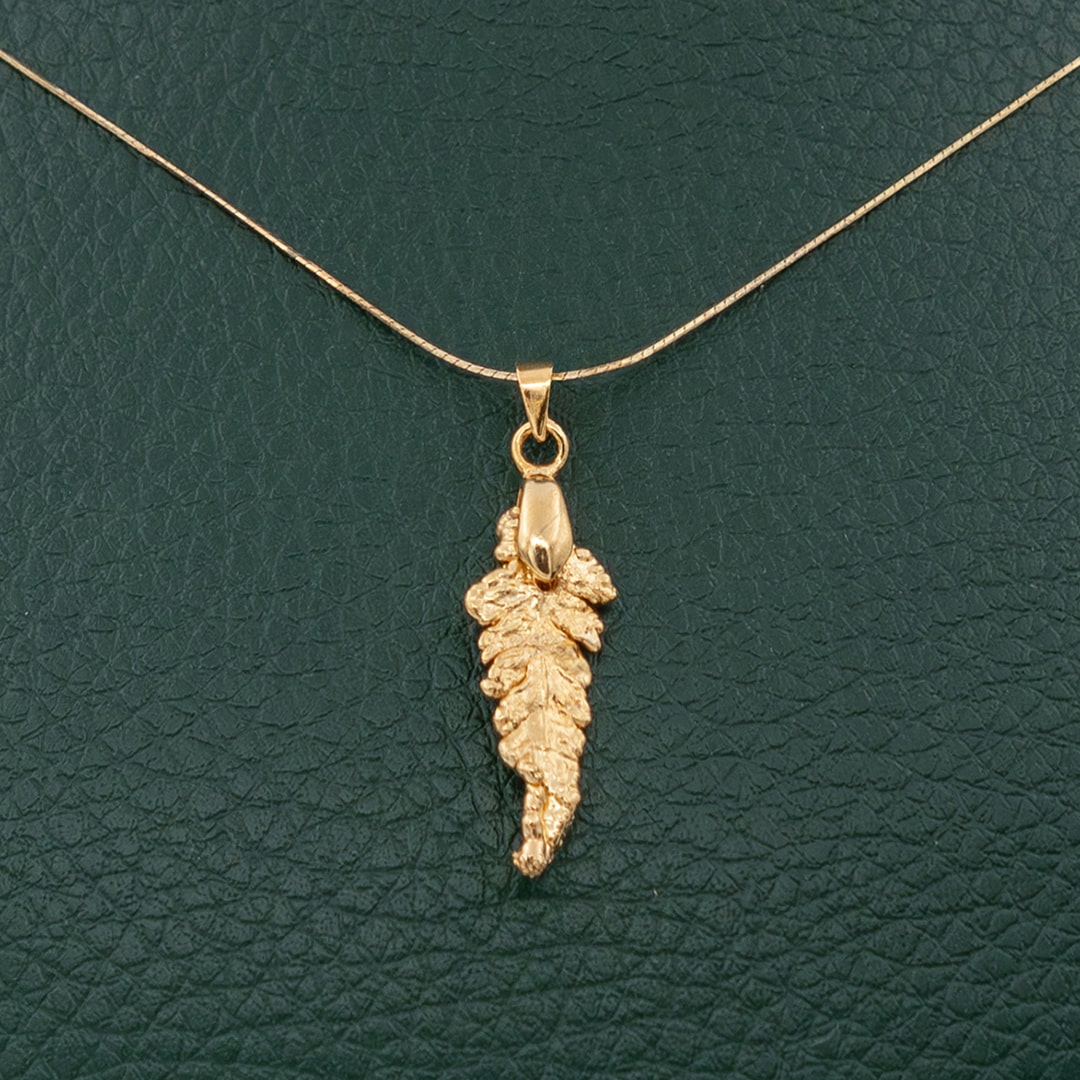 آویز برگ سرخس روکش طلا زرد کد JL.JPG.03042