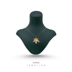 آویز گردنبند برگ افرا ژاپنی با روکش طلا زرد