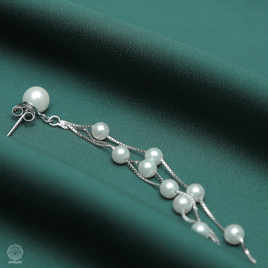 خرید گوشواره نقره مروارید 3 رج