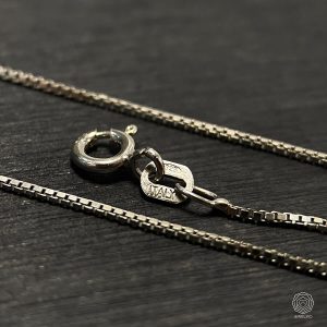 قیمت و خرید زنجیر نقره طرح ونیزی ایتالیایی آبکاری طلای سفید(رودیوم) طول 45 سانتی‌متر